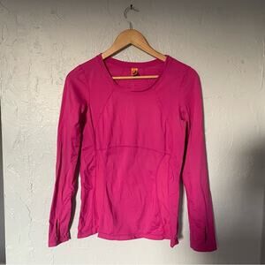 Lucy Activewear Vibrant Pink Long Sleeve Top size Medium Running Workout Top